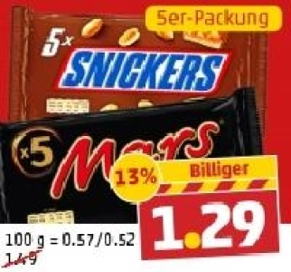MARS, SNICKERS oder TWIX Schokoriegel 1.29 €