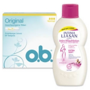 o.b. Tampons oder Intima Liasan Intim-Waschlotion