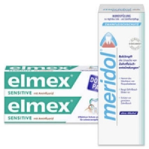 elmex Sensitive, meridol Zahncreme oder elmex Sensitive Zahnsp&uuml;lung, m