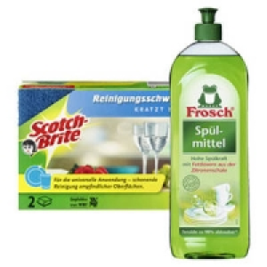 Scotch-Brite Reinigungsschwamm kratzt nicht oder Frosch Geschirrsp&uuml;lm