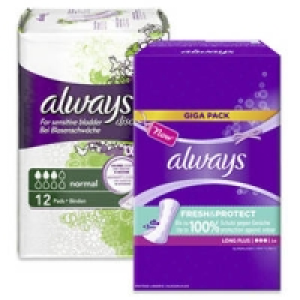 always Slipeinlagen Giga-Pack oder discreet Binden 2.99&nbsp;&euro;