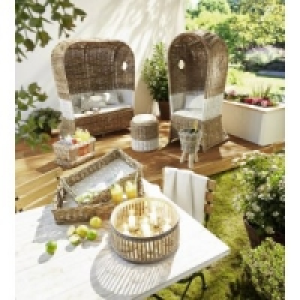 Rattan Hocker mit Sitzkissen