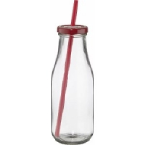 Flasche mit Deckel und Trinkhalm