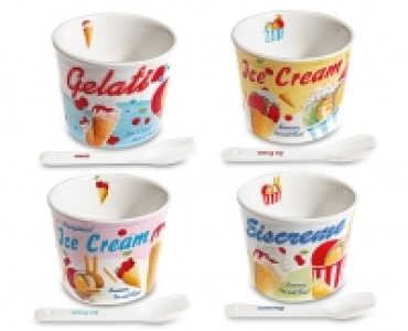 4 Eisbecher mit L&ouml;ffel