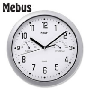 Quarz-Wanduhr mit Thermo-/Hygrometer 6.99 €
