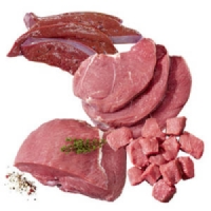 Frische Kalbsschnitzel, Kalbsbraten, Kalbsgulasch aus der Keule oder K