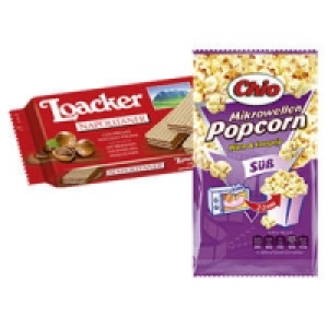 Loacker Waffeln oder Chio Microwellen-Popcorn