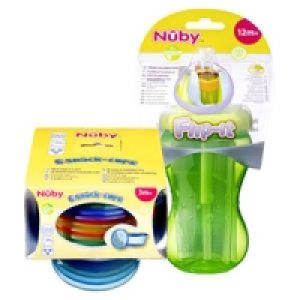 Nuby Trinkhalm-Flasche oder Brei-Schalen-Set
