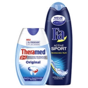 Fa Dusche, Deo-Spray, Roll-on, Fl&uuml;ssige Seife, Theramed Zahncreme-Spen