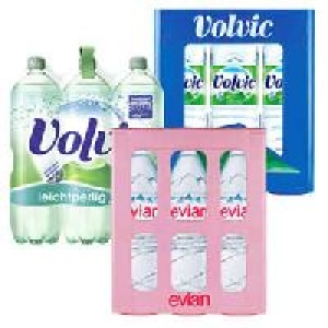 Volvic Naturelle, leichtperlig oder evian