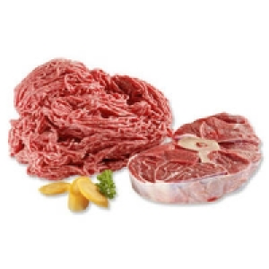 Frisches Rinderhackfleisch oder Rinderbeinscheibe