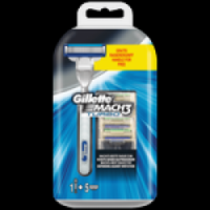 Gillette Mach3 Turbo Klingen 5 St&uuml;ck + Handst&uuml;ck GRATIS