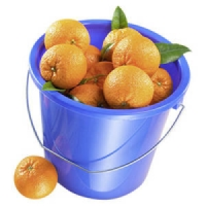 Ein Eimer voll Orangen Navelinas aus Spanien 4.44&nbsp;&euro;