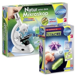 Galileo Mikroskop und Fluoreszierende Kristalle