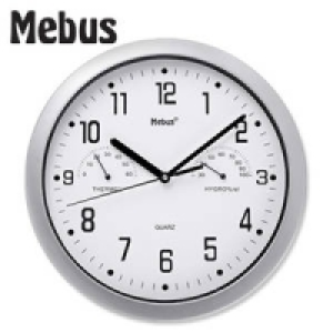 Quarz-Wanduhr mit Thermo-/Hygrometer 6.99 €