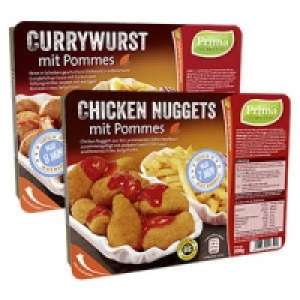 Prima Menü Currywurst oder Chicken Nuggets mit Pommes 1.99 €