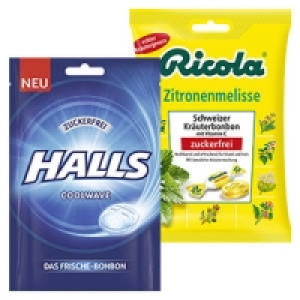 Ricola oder Halls Bonbons, zuckerfrei