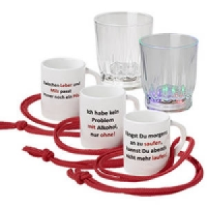 Schnapsglas mit LED-Beleuchtung oder Minitasse mit Spruch