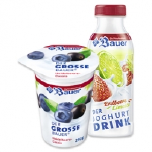 Bauer Fruchtjoghurt oder Joghurt Drink versch. Sorten, jeder 250-g-Bec
