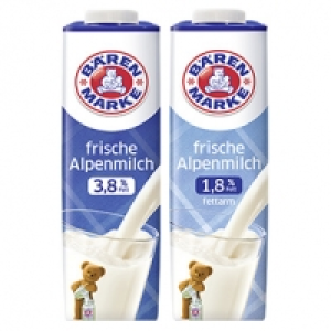 B&auml;renmarke frische Alpenmilch 1,8/3,8 % Fett, jede 1-Liter-Packung