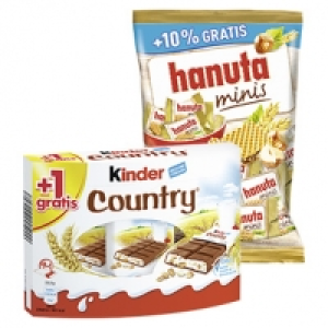 kinder Country 9er + 1 Riegel gratis oder hanuta minis + 10 % gratis,