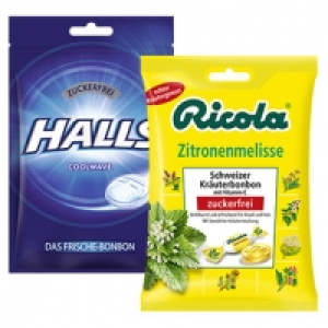 Ricola oder Halls Bonbons zuckerfrei versch. Sorten, jeder 75/65-g-Beu