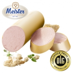 Meister Delikatess-Leberwurst im Golddarm, abgerundet mit feinen Natur
