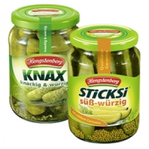 Hengstenberg Knax Gew&uuml;rzgurken oder Sticksi s&uuml;&szlig;-w&uuml;rzig, jedes 720-ml-G