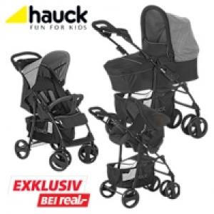 Real  Kinderwagen-Kombi-Set inkl. Babywanne Autositz und Shopperwagen Ablage