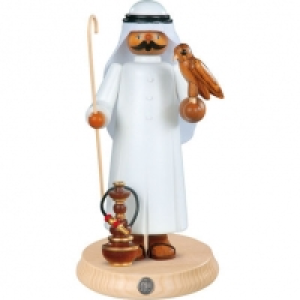 Erzgebirge Müller Räuchermann Araber mit Falke und Shisha, groß