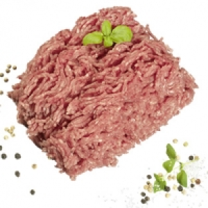 Frisches Hackfleisch gemischt aus Schweine- und Rindfleisch, je 100 g