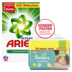 Ariel 120 Waschladungen oder Pampers Windeln Mega+ versch. Sorten, jed