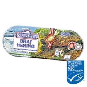 R&uuml;genfisch Brathering in w&uuml;rziger Marinade, jede 500-g-Dose/300 g Abtr