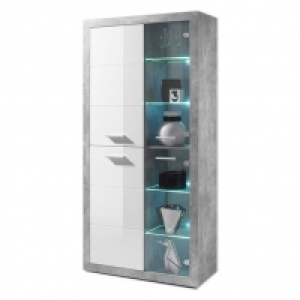 Vitrine STONE - Beton-Optik - wei&szlig; gl&auml;nzend - mit Beleuchtung 229.99&nbsp;&euro;