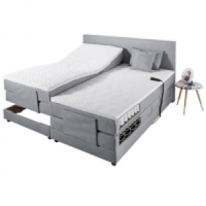 BeCo Motor-Boxspring-Bett MALOJA, hellgrau
