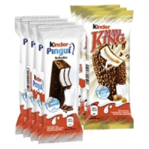 Kinder Maxi King 3 x 35 g = 105 g oder Pingui 4 x 30 g = 120 g, jede P
