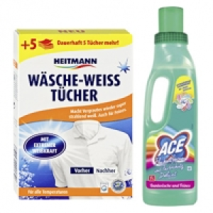 ACE Fleckentferner 1 Liter oder Heitmann W&auml;sche-Weiss-T&uuml;cher 20er, jed