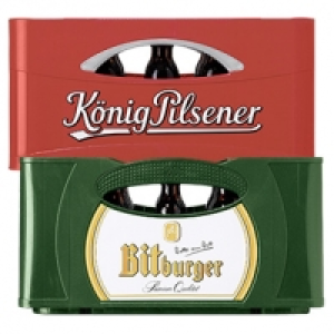 Bitburger Pils Stubbi oder K&ouml;nig Pilsener Steinie 20 x 0,33 Liter, jed
