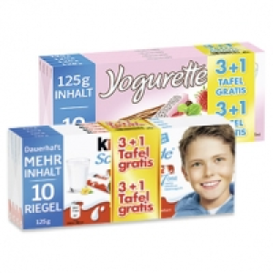 Kinderschokolade oder Yogurette 3+1 gratis jede 375 g + 125 g= 500-g-P