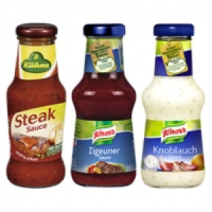 Knorr Schlemmersaucen oder K&uuml;hne W&uuml;rzsaucen versch. Sorten, 250-ml-Fla