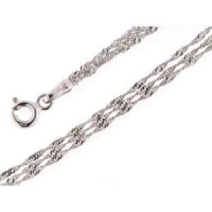 OROGELLI Damen Singapurkette, 585er Wei&szlig;gold