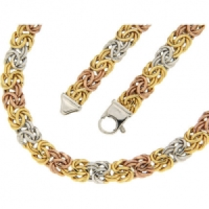 OROGELLI Damen K&ouml;nigsketten-Armband, 375er Gelb-,Wei&szlig;-,Rotgold