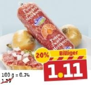 TIMMENDORFER Puten-Zwiebel-Mettwurst 1.11 €