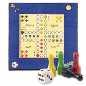 Spieleteppich 92 x 92 cm inkl. 16 Holzfiguren, 6 cm und 1 Holzw&uuml;rfel,