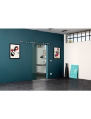 Glasschiebetür Edelstahl-Rollensystem Klarglas mit Muschelgriff 299.99 €