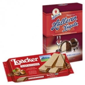 Loacker Waffeln oder Halloren Kugeln jede 90/125-g-Packung