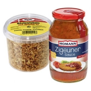 Homann Zigeunersauce oder P&W Röstzwiebeln versch. Sorten, jedes 500-m 0.89 €