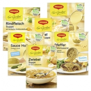 Maggi F&uuml;r Genie&szlig;er Suppen oder Saucen versch. Sorten, jeder Beutel 0.69&nbsp;&euro;
