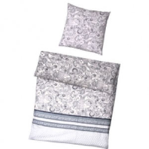 Ibena Satin-Bettw&auml;sche Paisley 135x200 cm, grau