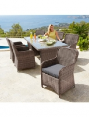 13-tlg. Gartenmöbelset Kapstadt,6 Sessel,Tisch 200x100 cm, Polyrattan,